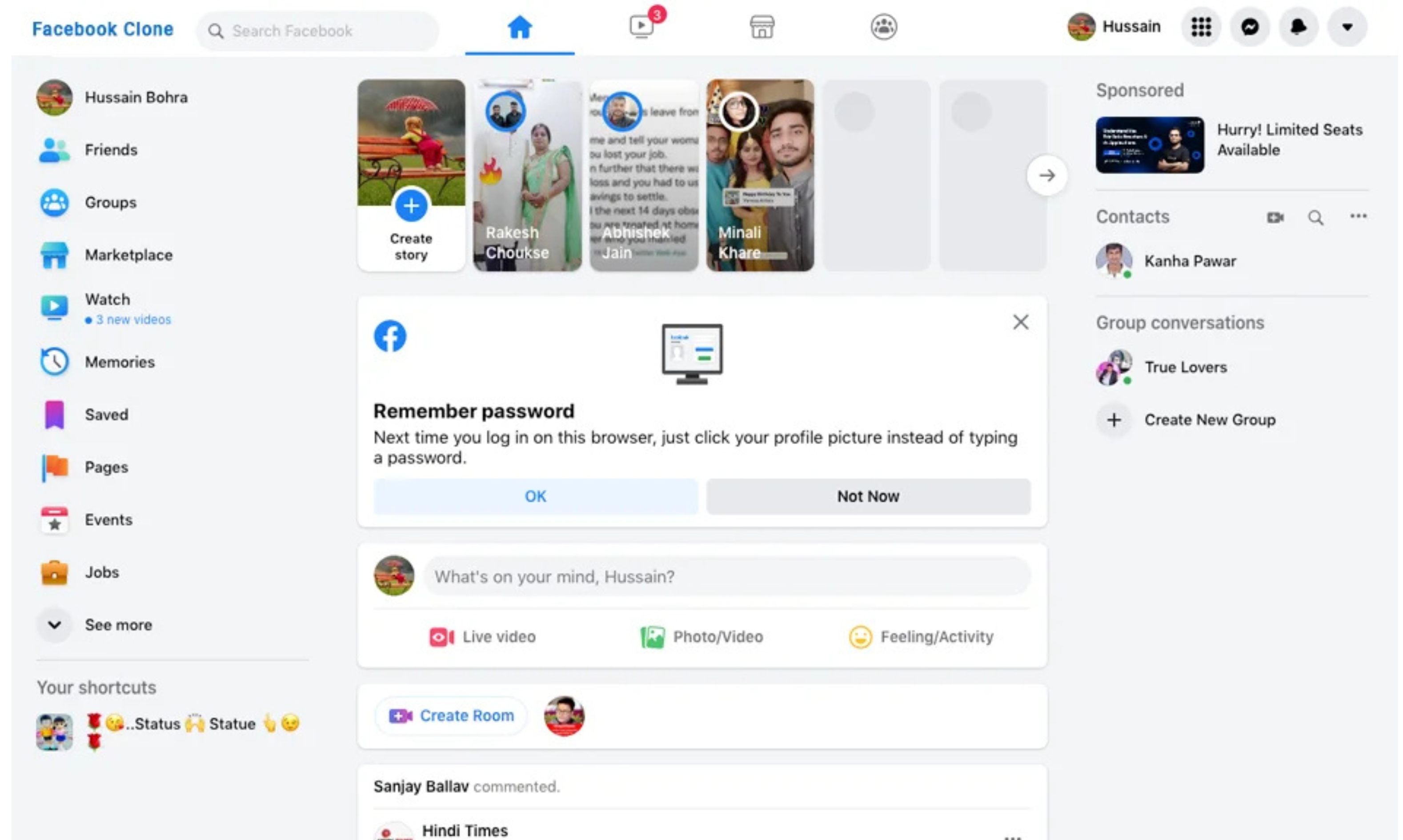 Facebook Clone Project 2